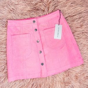 COTTON CANDY button down pink corduroy mini skirt